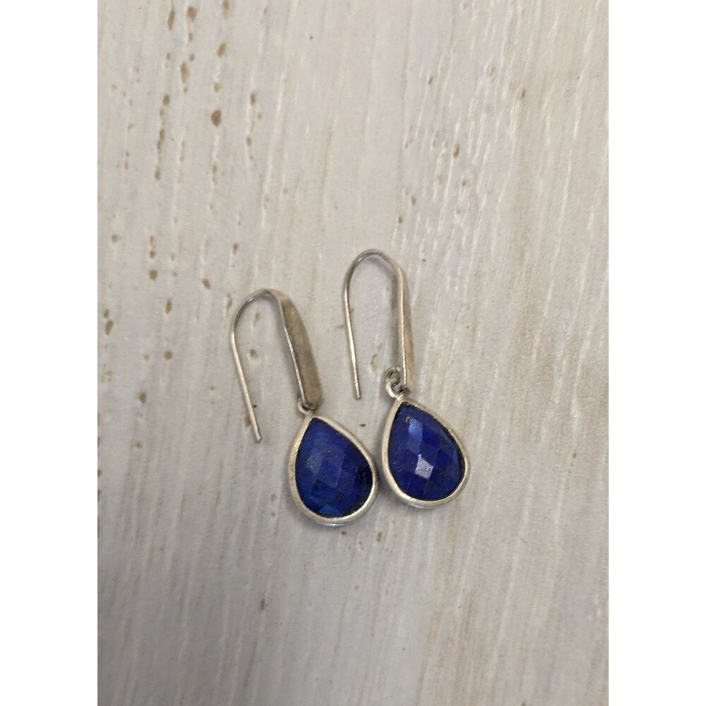 Vintage Sterling Silver Azurite Southwest Dangle Earrings Signed